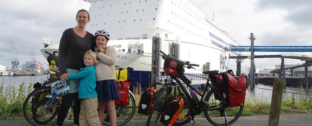 The Clines family by the ferry from Hull to Rotterdam